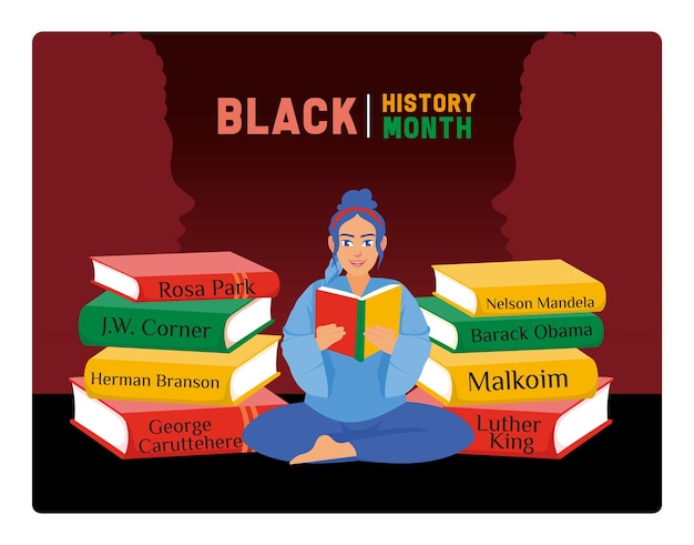 a girl is reading a book about an africanamerican inspirational figure