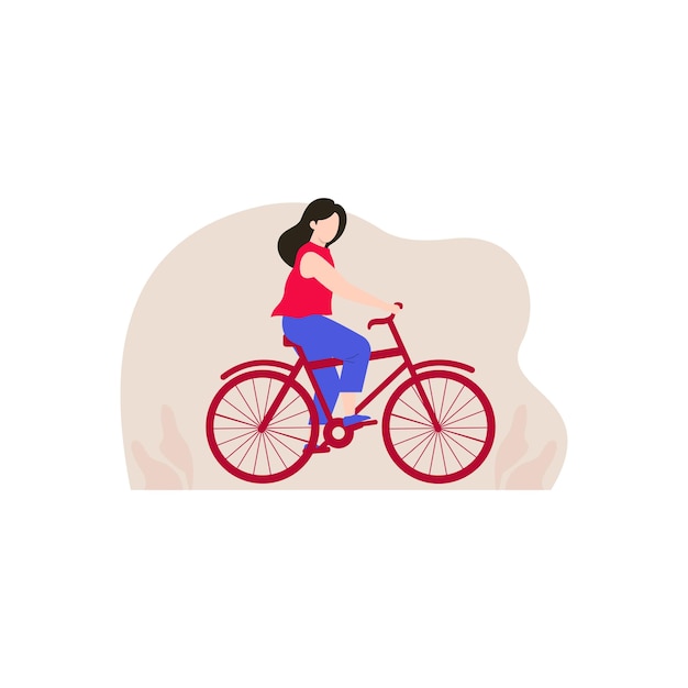 the girl is riding a bicycle