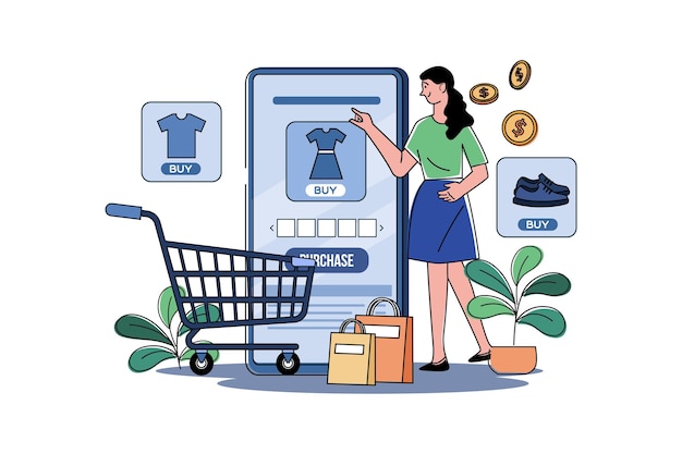 a girl is shopping online through a smartphone