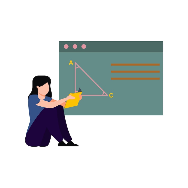 वेक्टर the girl is studying math