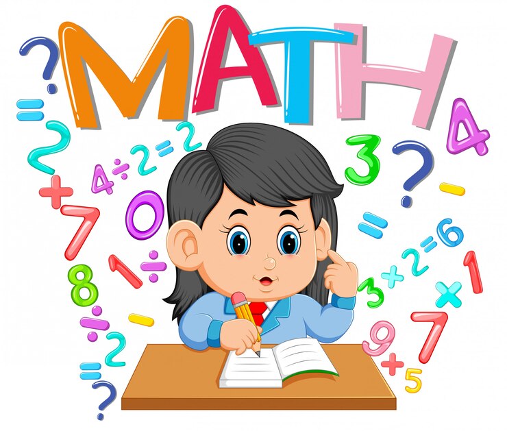 वेक्टर the girl is studying on the table with blue uniform