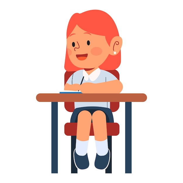女の子は勉強しています