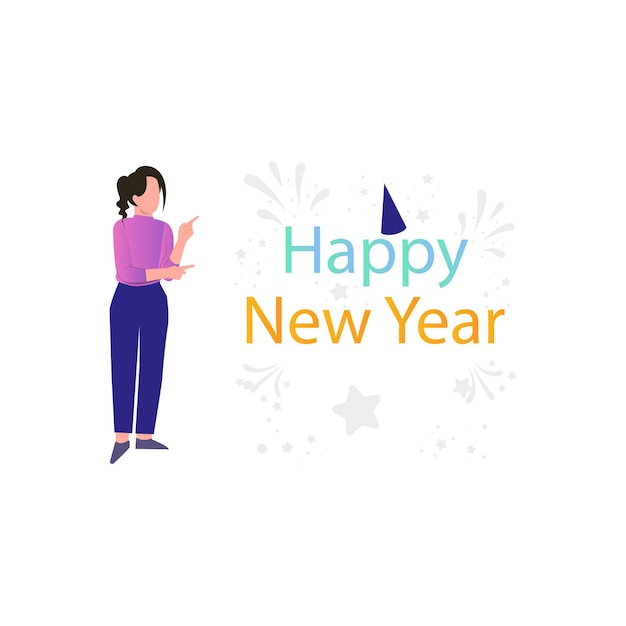 Vector girl is wishing happy new year