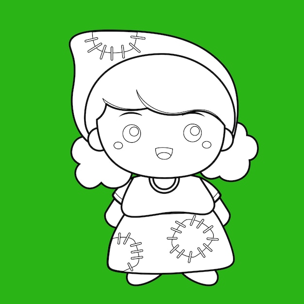 Girl in Jack and The Beanstalk Theme Digital Stamp