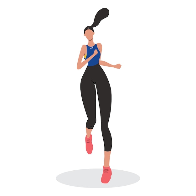 Vector girl jogging running sport illustration