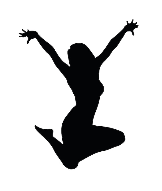 Девушка прыгает танцуя вектор силуэта