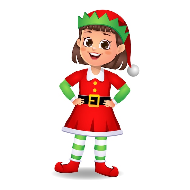 Girl kid in elf dress