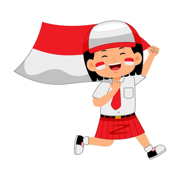 Girl Kids celebrate Indonesia Independence Day