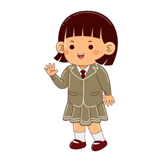 Vector girl kids japan school uniform vector illustration