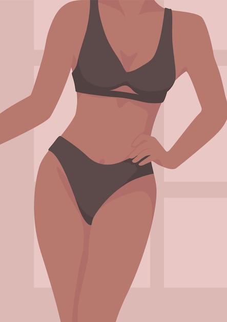 Girl in lingerie beauty flat design