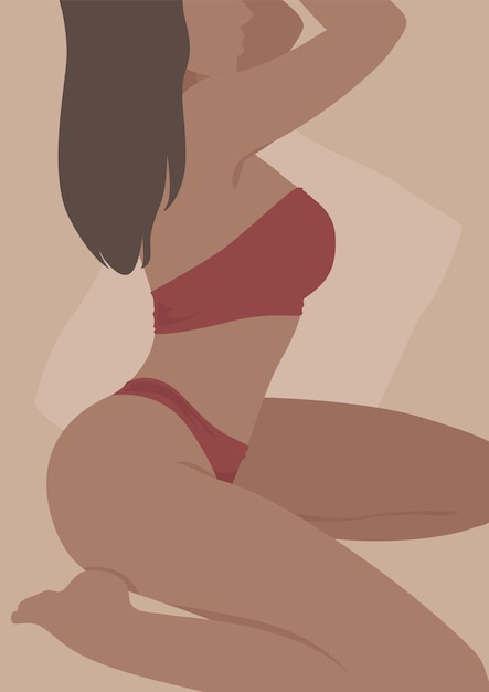 Girl in lingerie beauty flat design