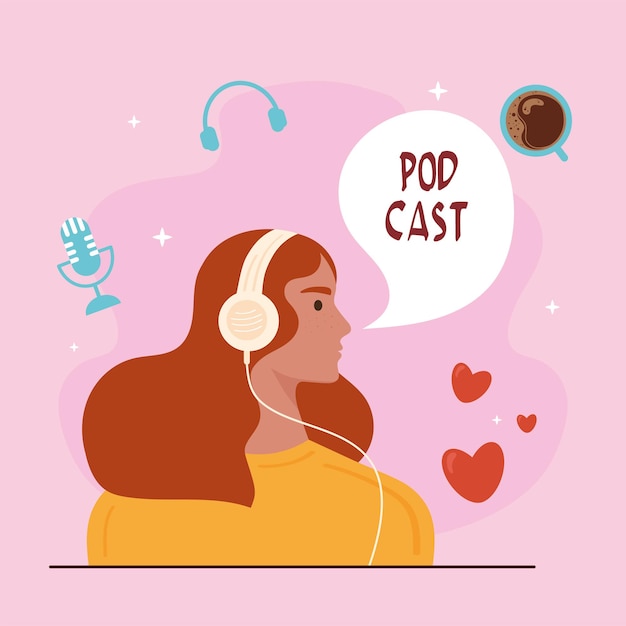 Girl listening podcast