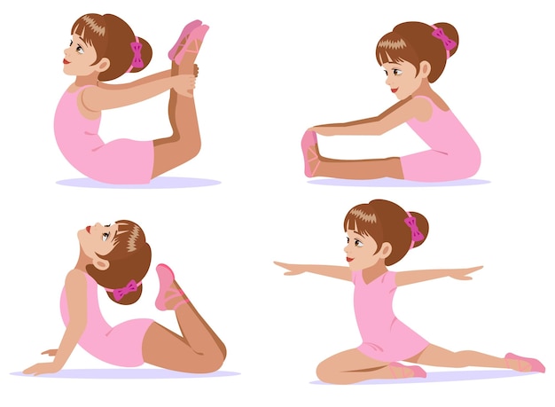 Girl little ballerina doing exercises