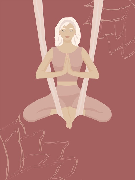 Girl in lotus position yoga studio banner