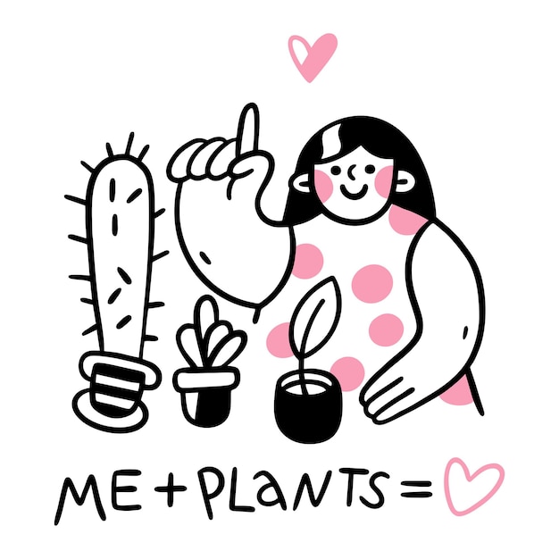 Vector girl loves planting
plants in pots