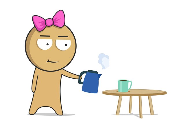 Vector girl making tea