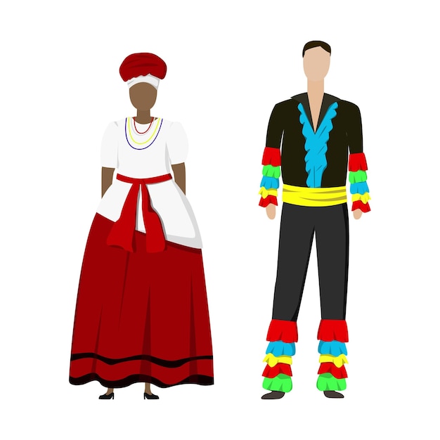 Girl and man in Spanish folk national festive costumes  Vector illustration