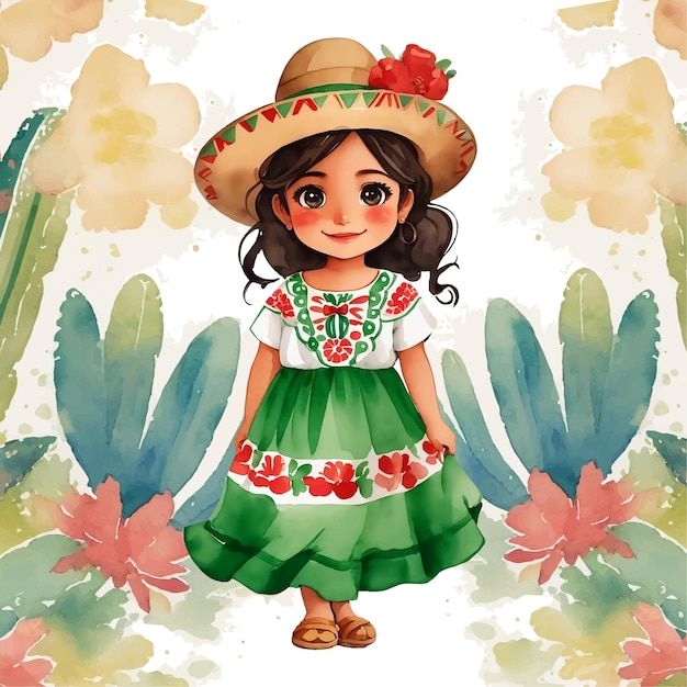 Vector girl in mexican festival dress