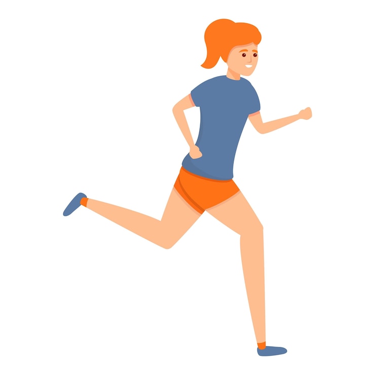 Vector girl morning running icon cartoon of girl morning running vector icon for web design isolated on white background