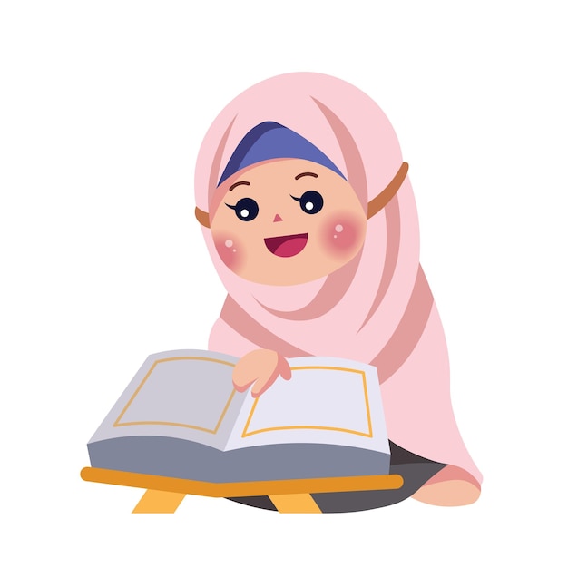 Vector girl muslim kids character