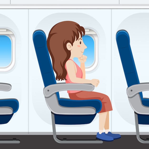 Девушка на сиденье самолета