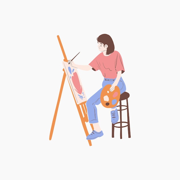 A girl painting illustration