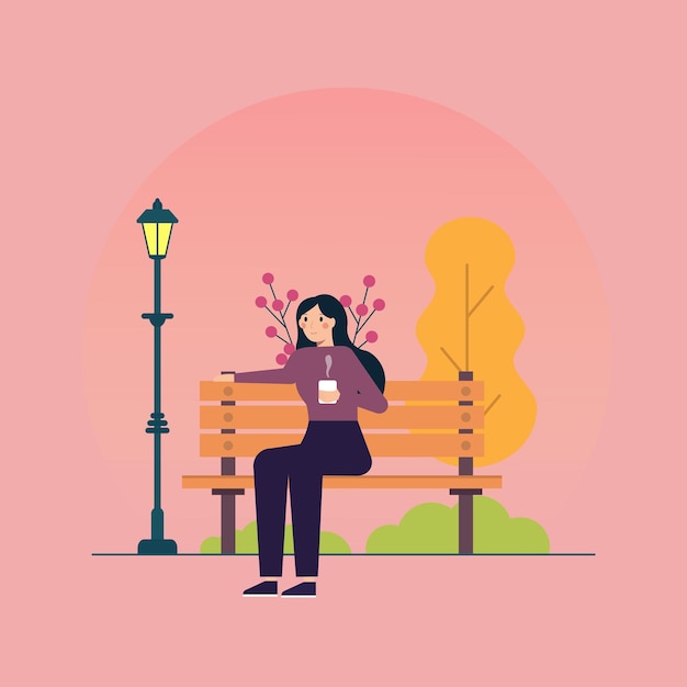 Vector girl in the park