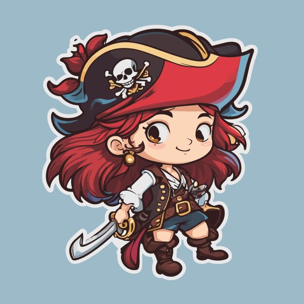 Girl pirate cartoon vector