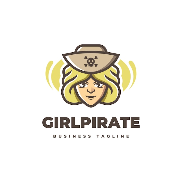 Vector girl pirate logo vector