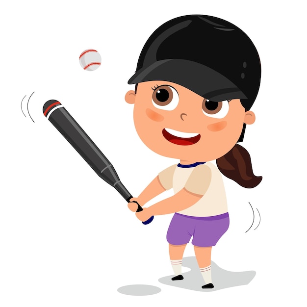 girl playing baseball isolated