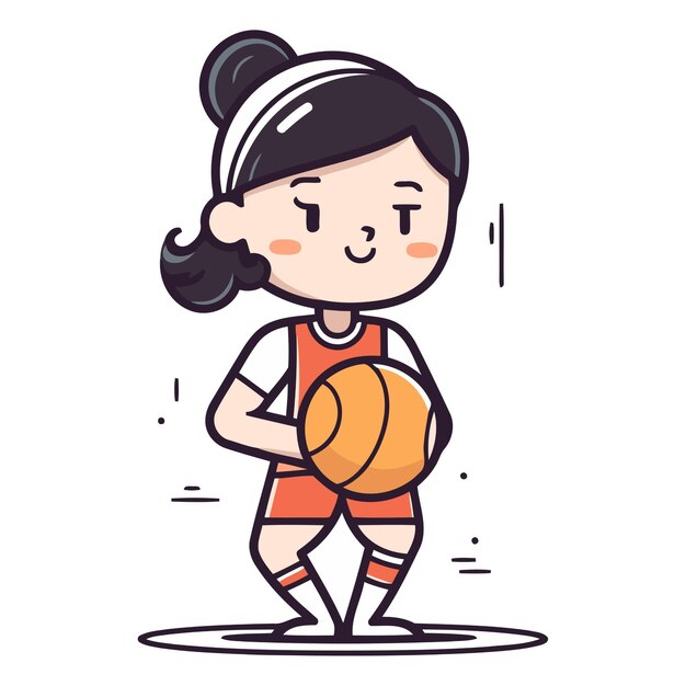 Vector girl playing basketball of a little girl playing basketball