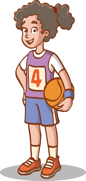 girl playing basketball vector illustration