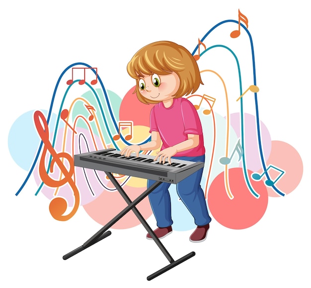 Vector a girl playing electronic keyboard