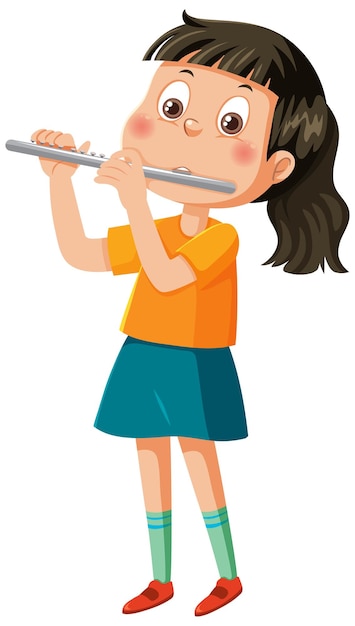 A girl playing flute cartoon character