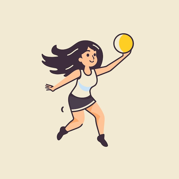 Vector girl playing volleyball vector illustration in flat style volleyball player