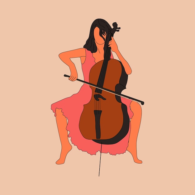 La ragazza suona il violoncello. giovane donna. violoncello.