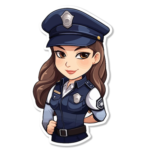 Vector girl_police_officer_sticker