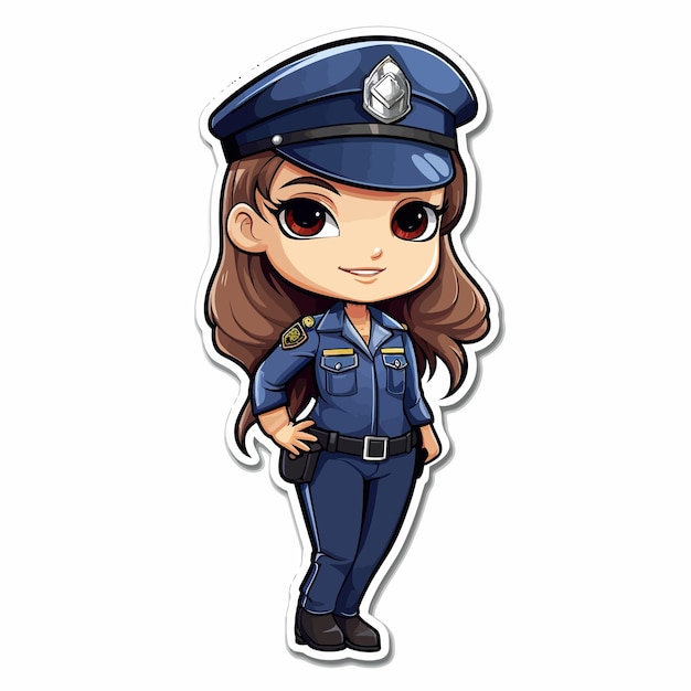 벡터 girl_police_officer_sticker