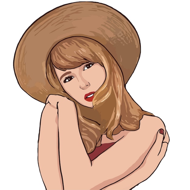 girl posing in straw hat