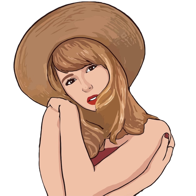 Girl posing in straw hat