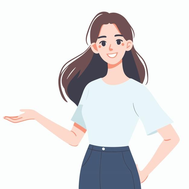 색 배경에 터 일러스트레이션을 포즈하는 소녀