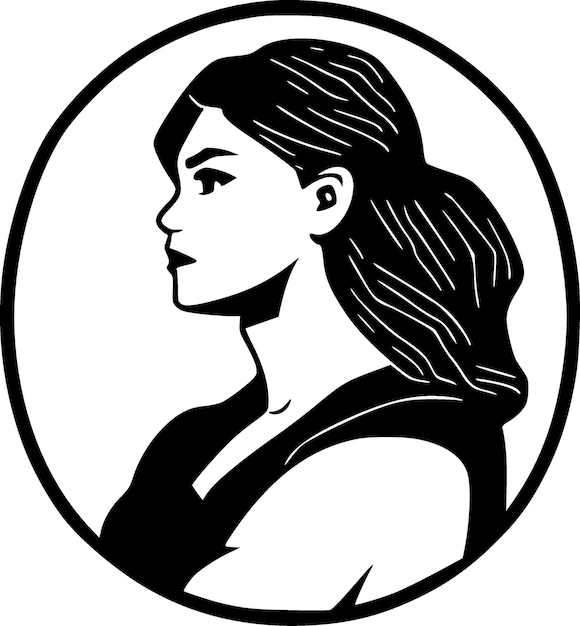 Vector girl power black and white isolated icon vector illustration