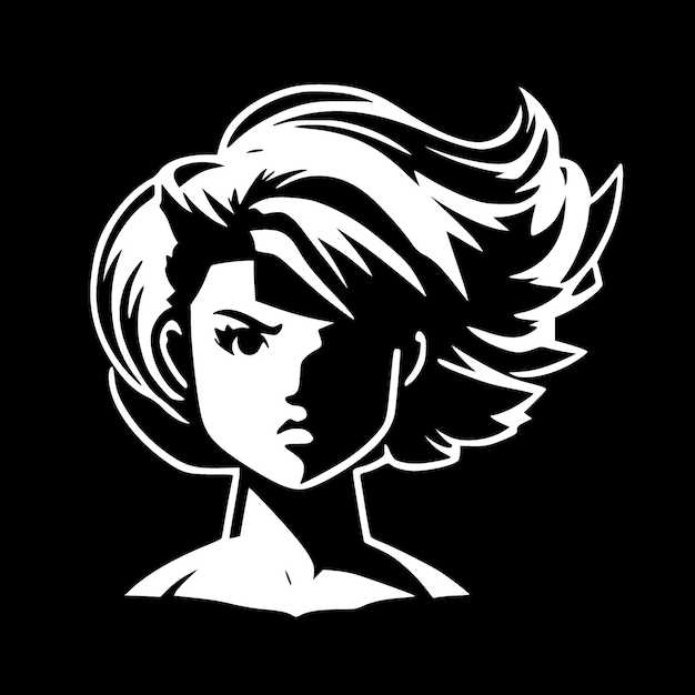 Anime - Black and White Isolated Icon - Vector illustration