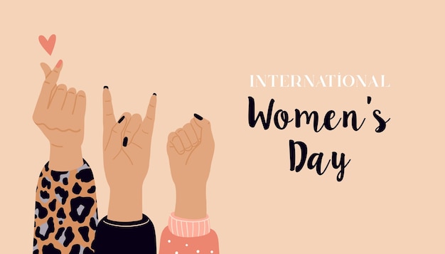 Girl power, feminism and international women's day concept . vector illustration with woman's hand.