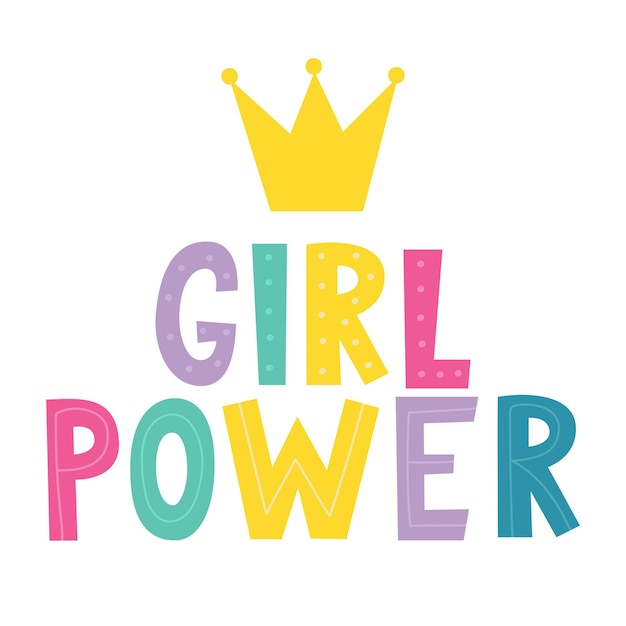 Girl power geschreven belettering vrouw motiverende slogan