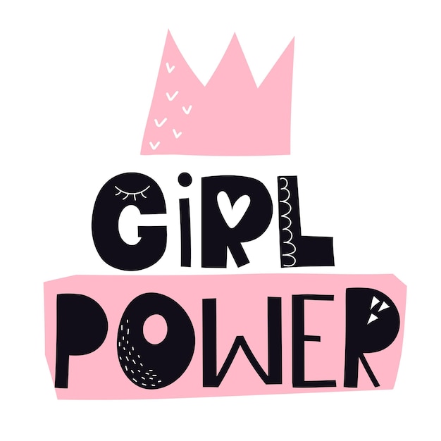 girl power hand drawing lettering