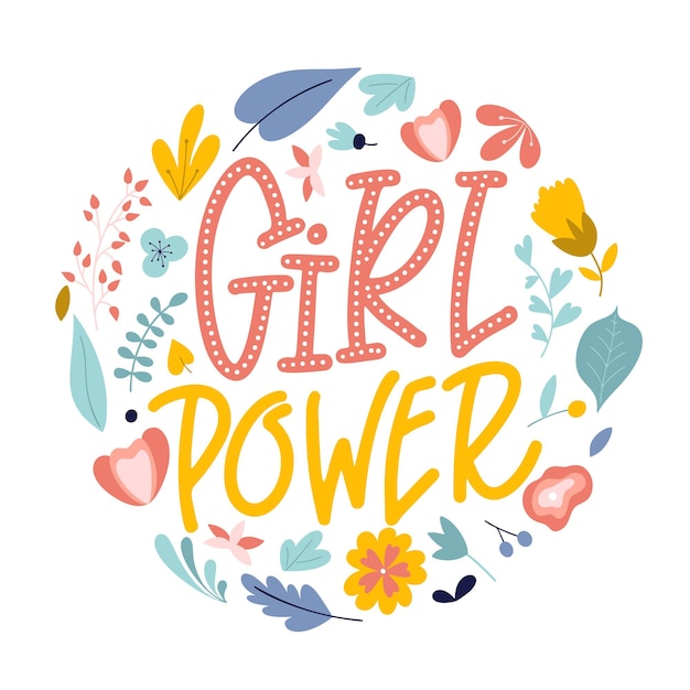 Girl power. hand drawn feminism quote. motivation woman slogan in lettering style. vector illustration.