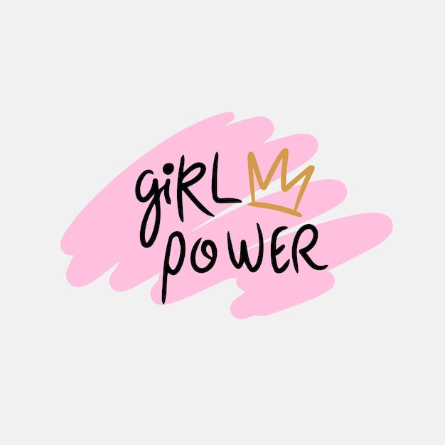 Vector girl power handwritten quote fashion lettering design