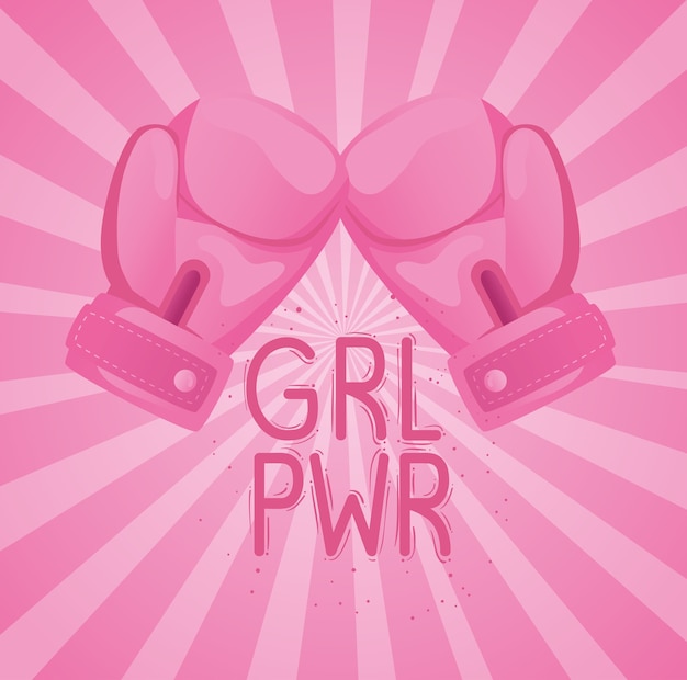 Girl power lettering with boxing gloves design