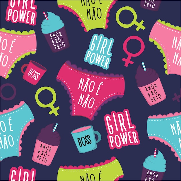 Vector girl power pattern